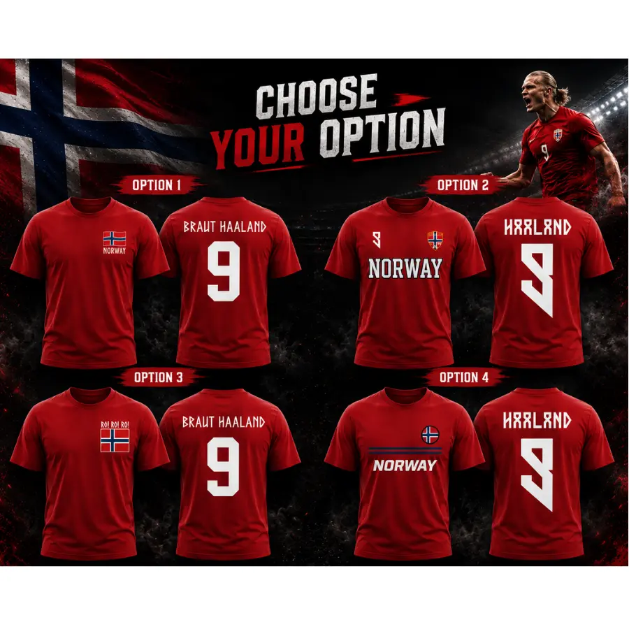Erling Haaland #9 V3 Shirt, Norwegian soccer player, Erling Haaland Shirt, Norway Flag Game Day Shirt