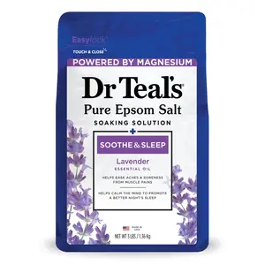 Dr Teal's Pure Epsom Salt Soak Soothe & Sleep with Lavender 3 Lbs PDC Brands Body Care Vegan Paraben-Free Magnesium Sulfate USP Relaxation Solution