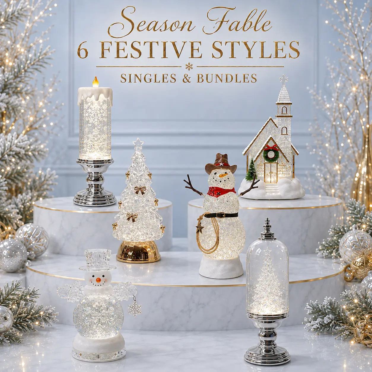 Season Fable Christmas Lighted Lantern Decor - Auto Timer, Variable Patterns, Multiple Shapes, Music, USB Power Supply, Mood Lighting, Decorative Lights, Holiday Tabletop Home Festive Decoration