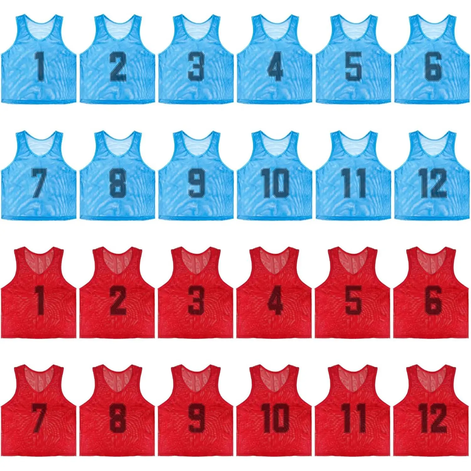 Pinnies: 12/24-pack lightweight, breathable practice vests for , youth & adults.