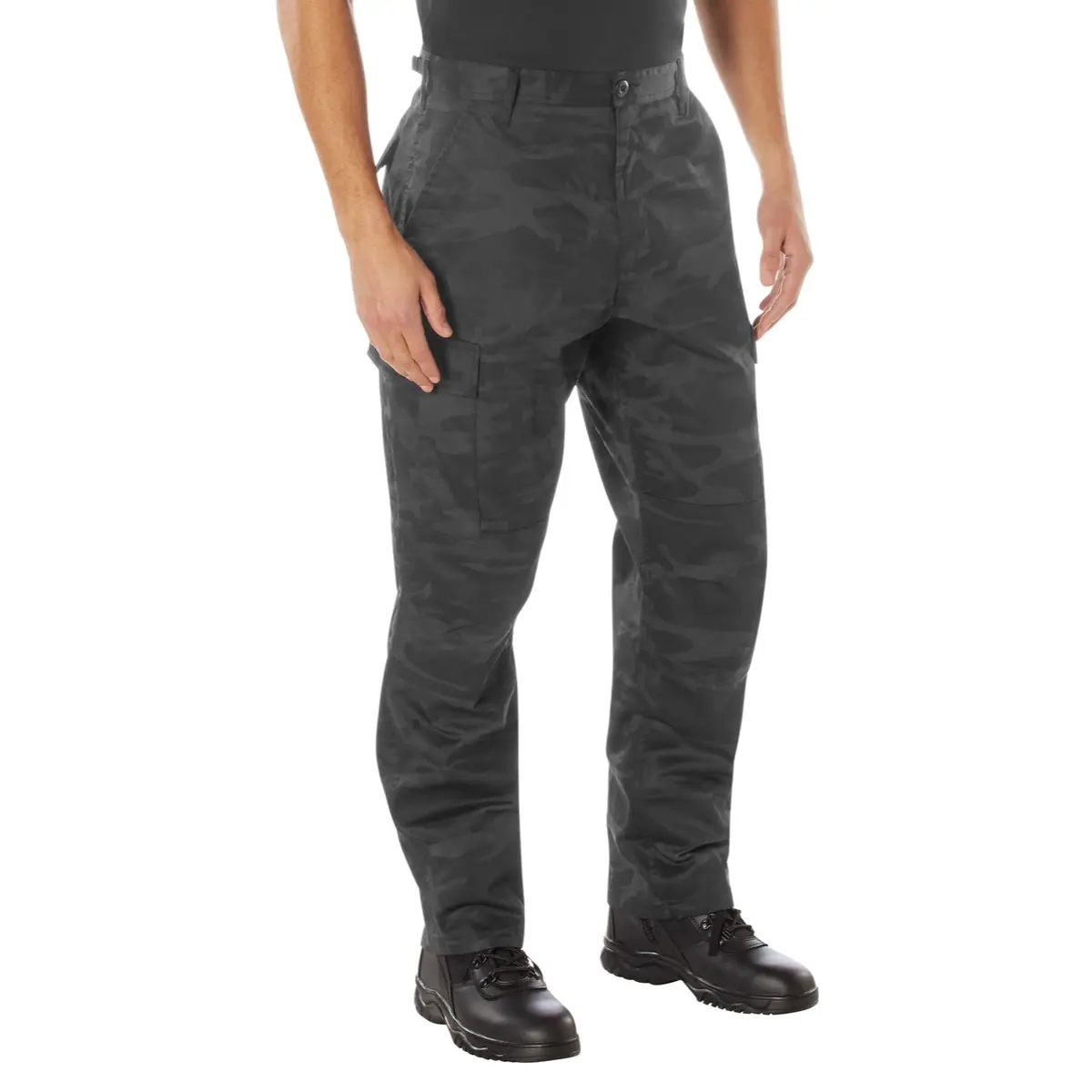 ROTHCO Men's Tactical Cargo Pants in Midnight Camouflage, Cotton Blend BDU Trousers with 6 Pockets, Reinforced Knees & Adjustable Fitted Waist