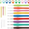 9PCS Ergonomic Aluminum Hook Crochet Set with Soft Silicone Handles, 2-6mm Complete Set for Beginner DIY Projects Including With Handle Crochet & Knitting Tools Accessories
