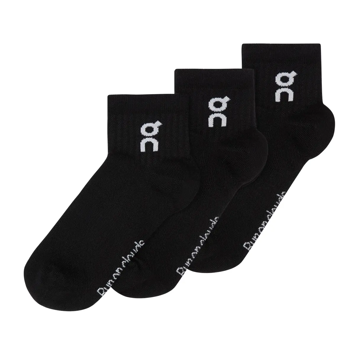 On Logo Sock Mid 3-Pack Black Men's Fashion Sock New