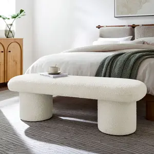 Orla Chenille Upholstered Bench in Cream