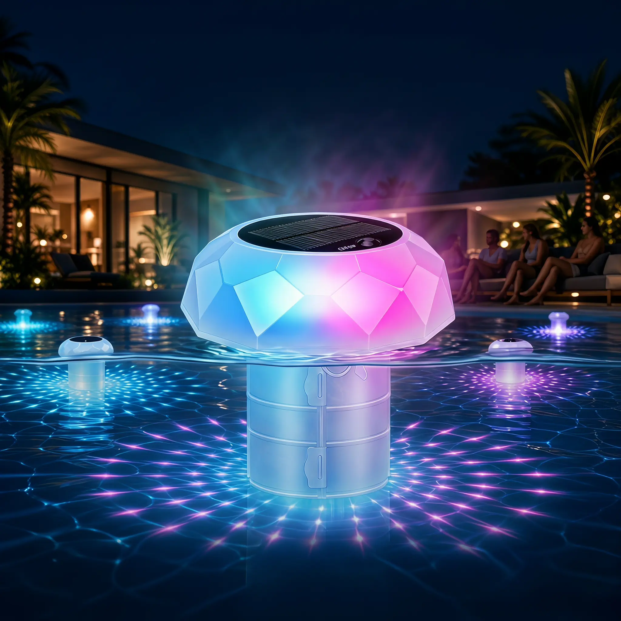 Solar Powered Pool Chlorine Floater with Digital Thermometer & LED Light - Professional Floating Dispenser for Swimming Pools & Hot Tubs | 2026 Upgraded Edition