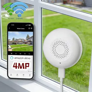 JIESUDA Window Camera for Home-4MP 2.4GHz Wifi&5GHz Wifi, Indoor Glass-Mount Security Camera, Stick-On No-Drill Install, Clear Window View for Outdoor Monitoring, Color Night Vision Through Glass, Smart AI Motion Detection, Easy Setup for Home & Apartment