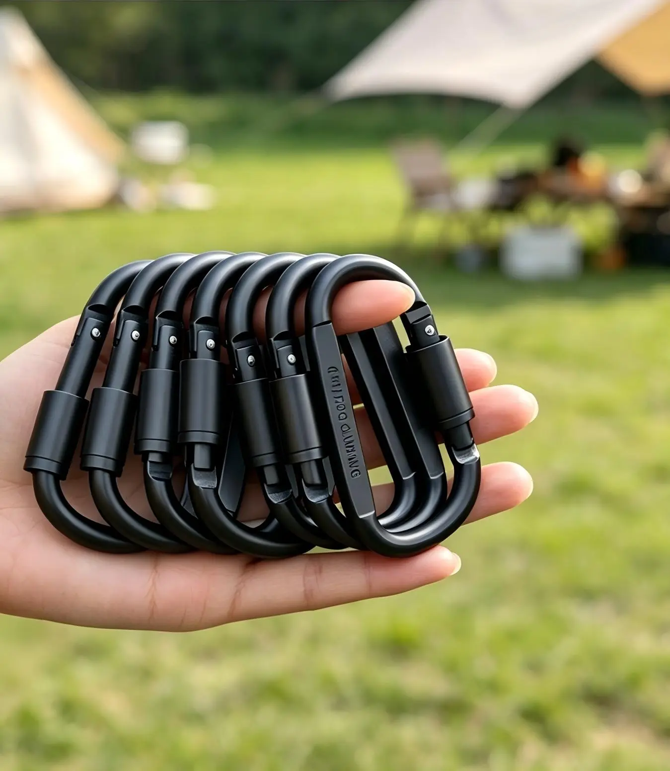 D Shape Screw Lock Carabiner Clip, Aluminum Carabiner Hooks NOT FOR CLIMBING, Heavy Duty D Carabiners for Camping Hiking Backpack Keychain Outdoor Gear portable ct