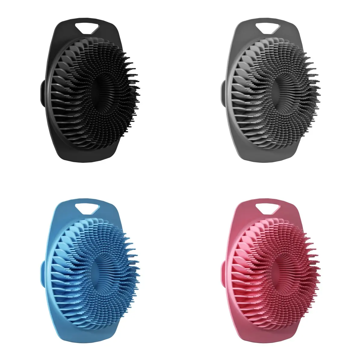 Silicone Bath & Body Scrubber - Gentle Bristles, Compact Handle Shampoo Massage Brush, Unisex Adult Exfoliating Beauty Product, 3.6 x 1.8 x 4.5 inches Travel Accessory for All Skin Types, Home Gift