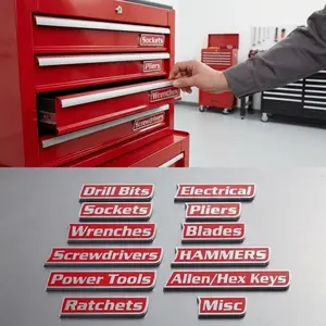 12 Magnetic Tool Box Labels, 2026 New Upgrade Magnetic Toolbox Drawer Labels,Reusable and Easy to Read, Multi-Purpose for Tool Boxes, Cabinets, Garage Drawers, Steel Surfaces-for Mechanic, Hobbyist, DIY Enthusiast