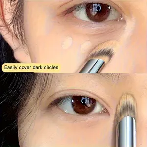 Soft Fluffy Finger-Shaped Cosmetic Concealer Tool, for Light Beige Skin Tones - Hypoallergenic Oval Polyester Bristle, Precise Coverage, Under-Eye & Dark Spot Correction, Ergonomic Makeup Accessory