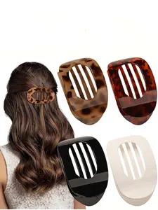 4pcs Vintage Simple Hollow Hair Clips, Hairpins, Hair Claws, Anti-Slip Square Arc Design, Suitable for Long Dense Hair, Daily Commute Essential, Cute Fashion Accessories