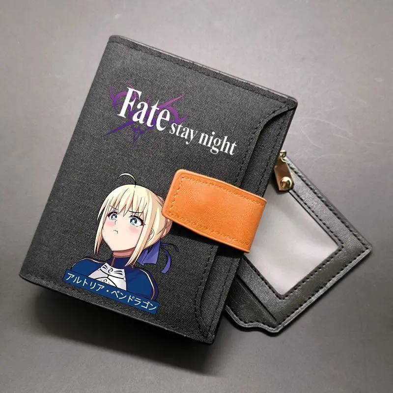 Stylish Wallet - FGO Anime Peripheral Coin Purse, Saber (Our King) & Jeanne d'Arc Alter Themed, Cute Cartoon Short Wallet, Student ID Card Holder for Men, Bifold Wallet