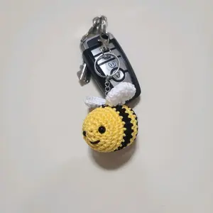 Beautiful Crocheted Mini Bee Keychain - Keychain for Car & Pendant, Animal Design, Keyring Attachment