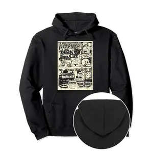Men's Vintage 70s/80s Retro Horror Movie Hooded Sweater - Soft Breathable Pullover with Werewolf & Freddy Krueger Graphic, Casual Streetwear Sweater for Daily Wear & Themed Events, All-Season Comfort Fit, Long Sleeve Round Neck Pu Hoodie