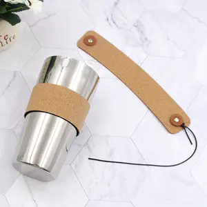 Stainless steel can be stacked primary color cork leather cup cover leather pattern iced coffee cup cover stainless steel cup cover