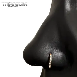 Clicker Diamond Nose Hoop in Titanium 20 Gauge 8mm Hypoallergenic Lead & Nickel Free