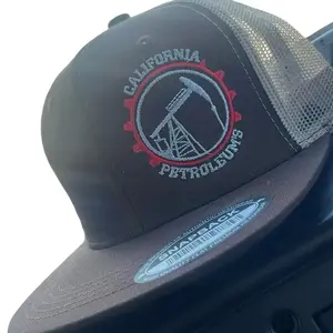 California Petroleum's Snapback Hat with Logo Design and Mesh Detailing