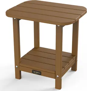 VINGLI Outdoor Side Table, All-Weather HDPE Patio Side Table Small Outdoor Table for Porch, Pool, Deck, and Yard