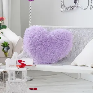Heart Pillow, Faux  Throw Pillow,Sherpa Plush , Cute Soft Throw Cushion, Christmas Day,Valentines Day Decor for  Bed Couch ()