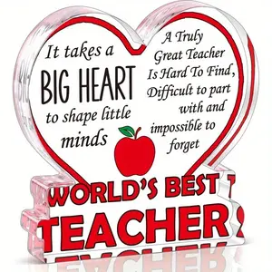 Teacher Appreciation Gift, Acrylic Plaque Teacher Gift, Student Teacher Gift, Daycare Teacher Desk Decoration, World Best Teacher Gift