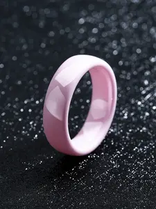 Minimalist 6mm Unisex Wedding Band Ceramic Ring for Men Women, Plain Colorful Rings in Black White Blue Green Pink Purple, Scratch Resistant Hypoallergenic Jewelry, Comfort Fit, Ideal Gift for Her & Him, US Size 5-12