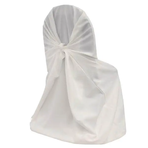 Washable Polyester Self-Tie Universal Chair Cover - White Reusable Slip-On Seat Cover for Dining, Banquet Folding Chairs, Seat Covers For Chairs, Washable Chair Cover