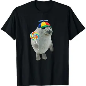 Silly Seal with Lollipop Meme T-Shirt