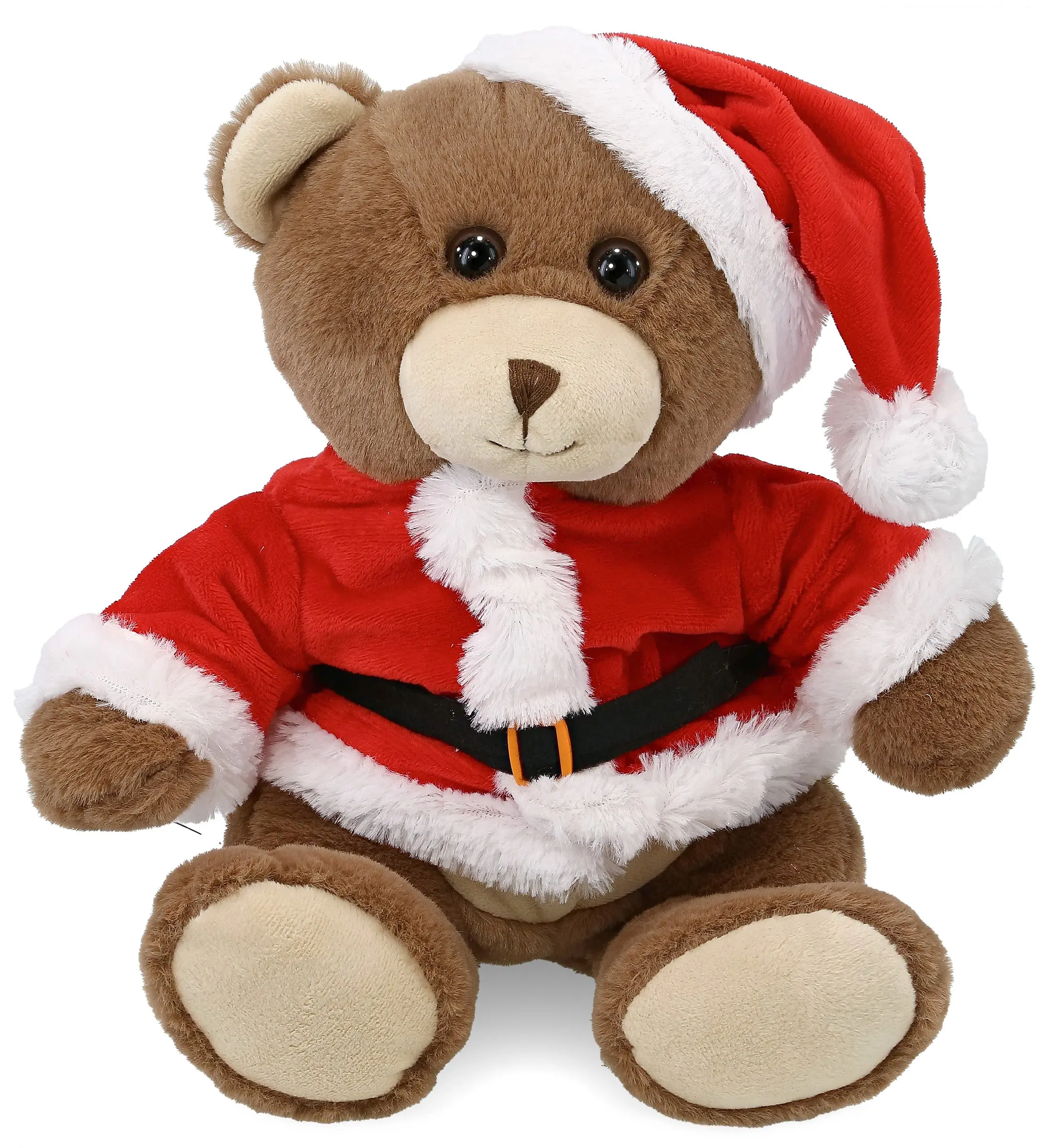 PLUSH SANTA - SUPER-SOFT PLUSH - BROWN BEAR 10"