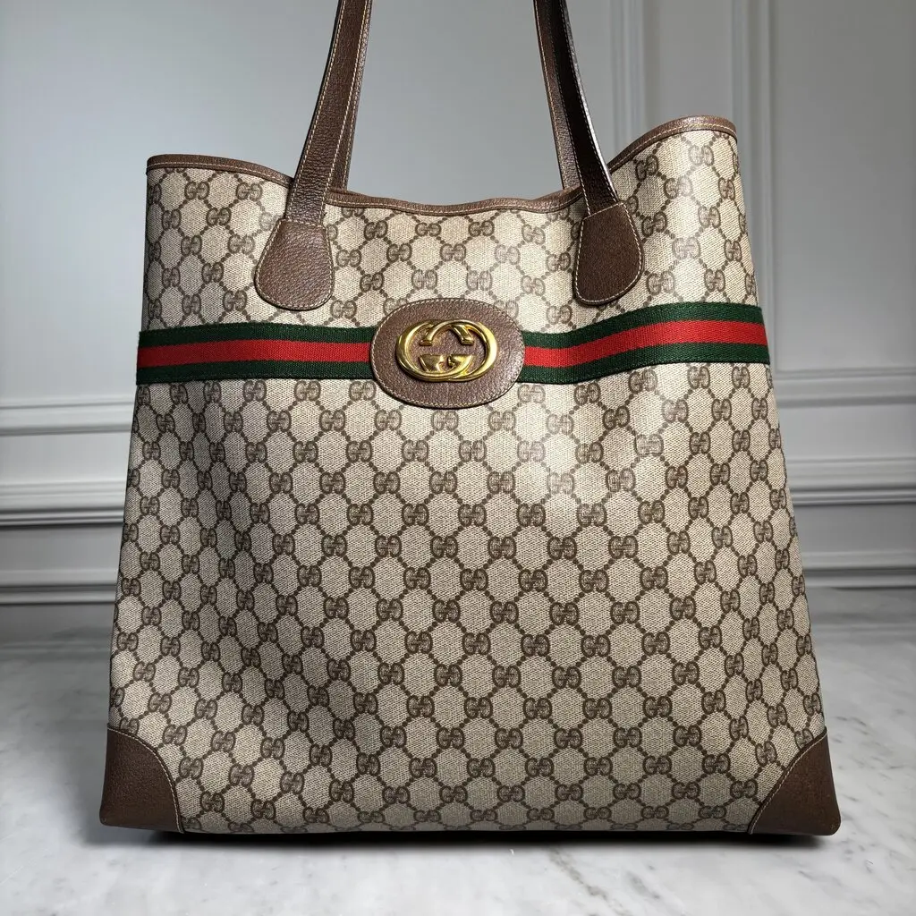 Pre-owned Coated Canvas Tote Bags Cream Sherry PVC Tote