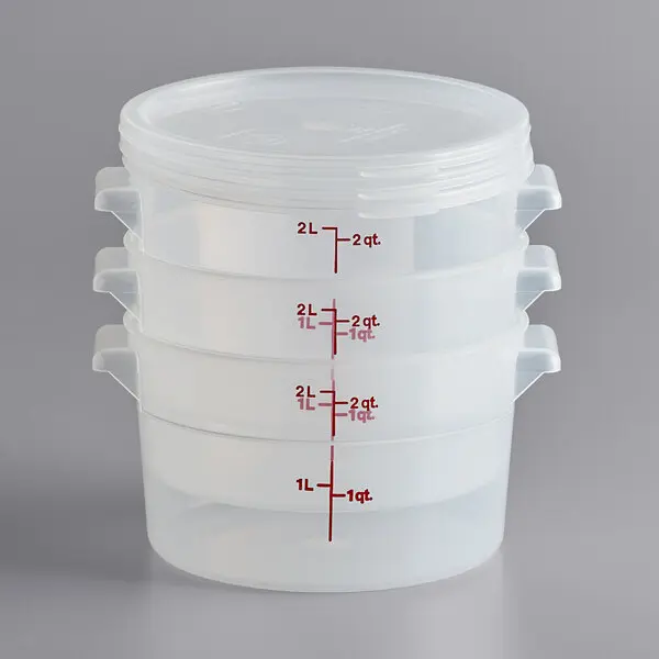 Cambro 2 Qt. Translucent Round Polypropylene Food Storage Container and Lid - 3/Pack