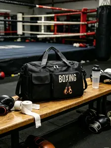 Boxing Theme Sport Travel Bag, Large Capacity Fitness Training Backpack, Casual Lightweight Handbag, Adjustable Strap, Ideal for Gym & Commute