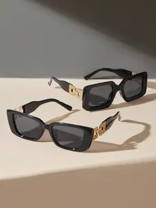 Buy 1 Get 1 Free – Vintage Plastic Frame Geometric Shades With Legs For Outdoor Glasses Shades Beach Accessories For Women Basics Women Outfits