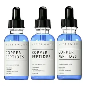 GHK-Cu Copper Peptide Face Serum 3-Pack - Gentle, Sensitive Skin-Friendly, Tightening, Repairing, Collagen-Boosting - With Hyaluronic Acid, Fragrance-Free, 29ml