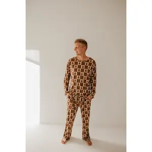 Men's Bamboo Pajamas | Gingerbread Checkerboard