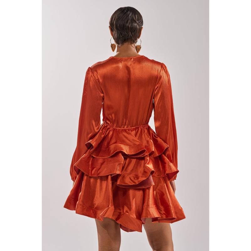 ARIANA SATIN RUFFLED MINI DRESS