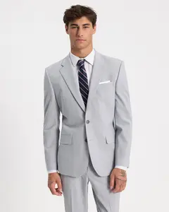 Express Slim Light Gray Wool-Blend Washable Modern Tech Suit Jacket