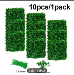 10pcs Artificial Plants Boxwood Hedge Panels, UV Protected Greenery Backdrop, Plastic Privacy Screen Wall Decor For Indoor & Outdoor Garden Backyard Use