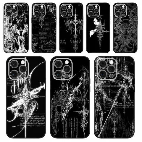 KKLLYY Gothic Cyber Sigil Cross Soft Silicone Black Cellphone Case - Protective Casing Cover Accessory for iPhone 18,17,16,15,14,13,12,11,Pro,Max,Plus,X,XS,XR,SE,8,7,Mini & Samsung Galaxy S26 Ultra,S24,S23,S22,S21 Plus Devices