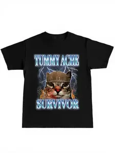 Essential Cute Pet Print Men's Casual Fitted Long Sleeve T-Shirt, Commuter Office Wear, Eye-Catching Design, H-Type Silhouette