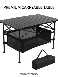 Folding Camping Table with Large Storage Space and Carry Bag, Portable, Foldable, Lightweight, Ideal for Camping, Picnics, Indoor, Outdoor and Party Use compact bbq cooking