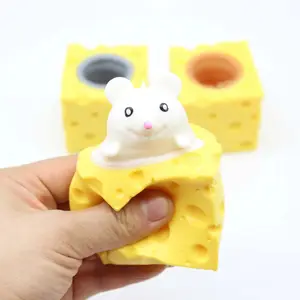Funny Squirrel Cheese Pinch Toy - Relieves Stress and Anxiety with Squeeze and Stretch Functions - Made of Durable PP Material, Perfect for Fidgeters and Office Desk Fun