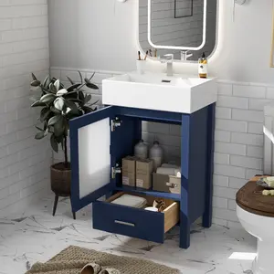 20-Inch bathroom vanity with ceramic sink and ample storage - ideal for small bathrooms