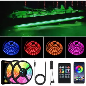 40FT Bluetooth Multi-Color LED Strip Boat Lights Kit, Waterproof Marine Pontoon LED Lights, Under Gunnel Deck Interior Light for Night Fishing, APP/Remote Control, Sound Music Sync