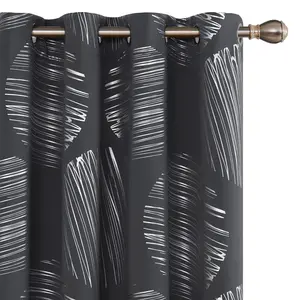 Deconovo Foil Print Thermal Insulated Blackout Curtains Grommet Top Window Panels for Bedroom 52 x 63 Inch Dark Grey 2 Panels