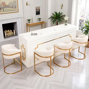 Gold Upholstered Bar Chair Set of 2/4, Modern 27" H Counter Height Bar Stools with Barrel Backrest and Arms, Velvet Bar Stools for Kitchen Island sillas  barra