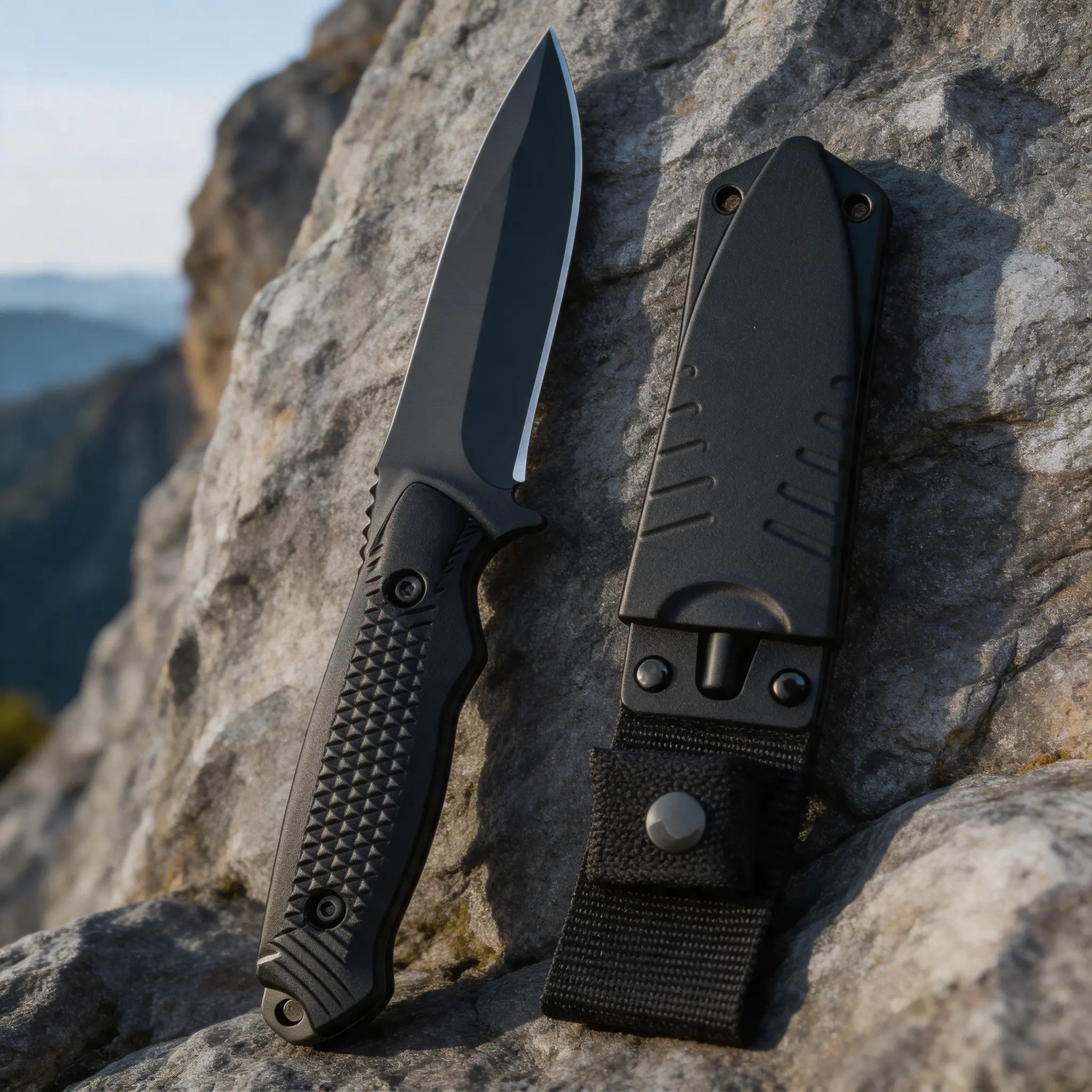 Full-Tang Tactical Fixed Blade Knife - 3.54" Steel Blade, Diamond-Pattern Ergonomic Handle, Military-Grade Nylon Sheath - Outdoor Survival Gear, Durable Outdoor Tool, EDC Survival Tool for Camping, Bushcrafting, Edc Gear, Adults, Tactical Look, Plastic, W