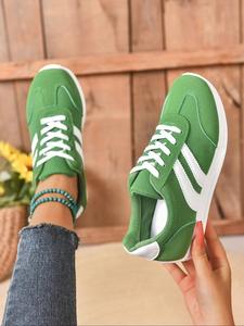 women's fashionable lace up low top sneakers, casual comfortable breathable sports shoes, female all-match round toe shoes for daily wear