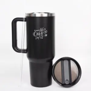 40 oz Insulated Tumbler with Handle and Straw Lid, Leakproof Stainless Steel Travel Mug, Keeps Cold for 34 Hours