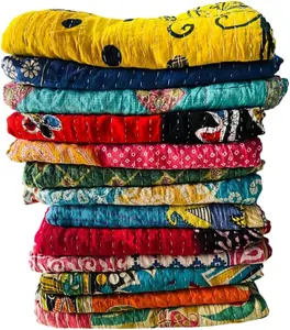 Mix Lot Wholesale Tribal Indian Kantha Quilts Vintage Cotton Bed Cover Throw Old Assorted Patches Made Rally