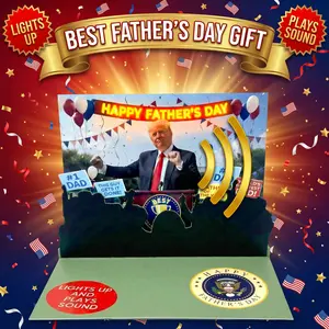Funny Talking Pop Up Fathers Day Card with Lights & Sound, Plays Heartfelt Voice Message, 3D Pop-Up Scene with Podium & Cheering Crowd, Funny Novelty Father's Day Card from Son, Daughter, or Wife
